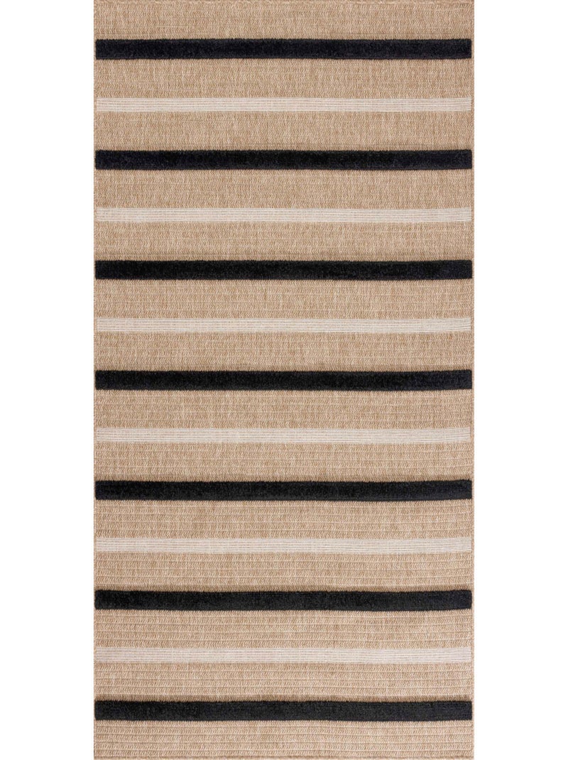 Tapis aspect jute - Palma - Motif zèbre Noir - Kiabi