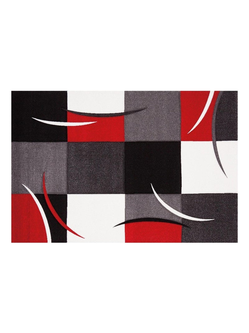 Tapis aux carrés tricolores Rouge - Kiabi