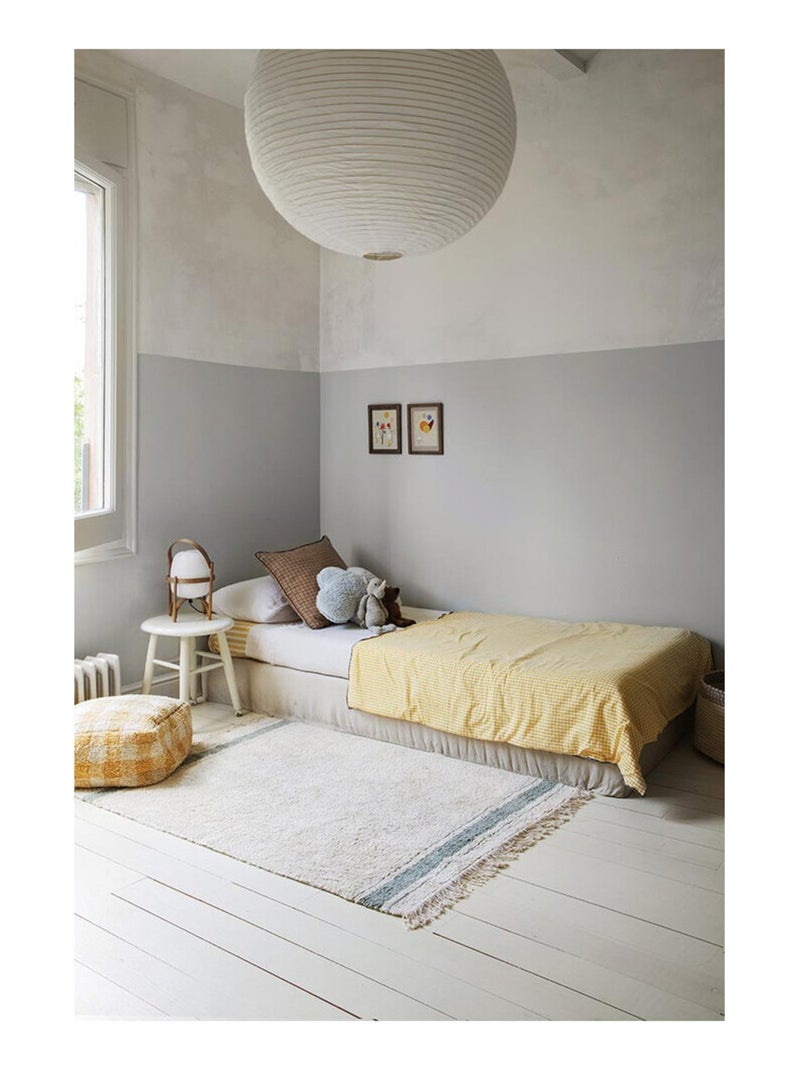 Tapis avec franges lavable en machine design Gastro Bleu - Kiabi