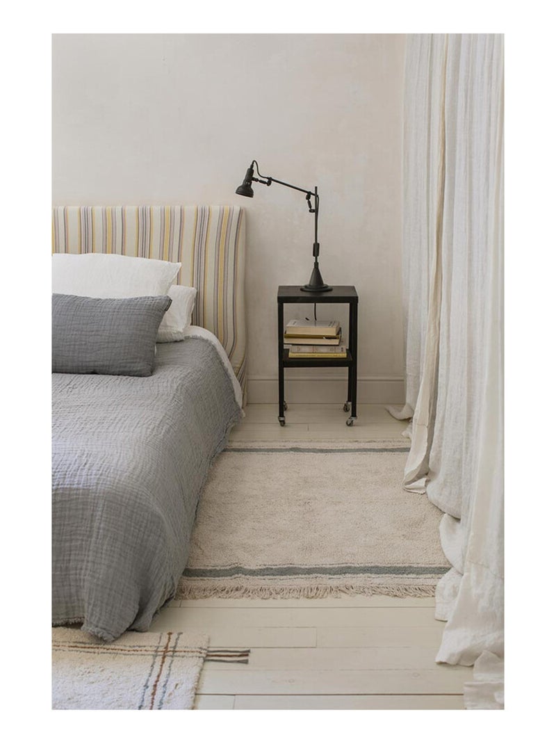 Tapis avec franges lavable en machine design Gastro Bleu - Kiabi