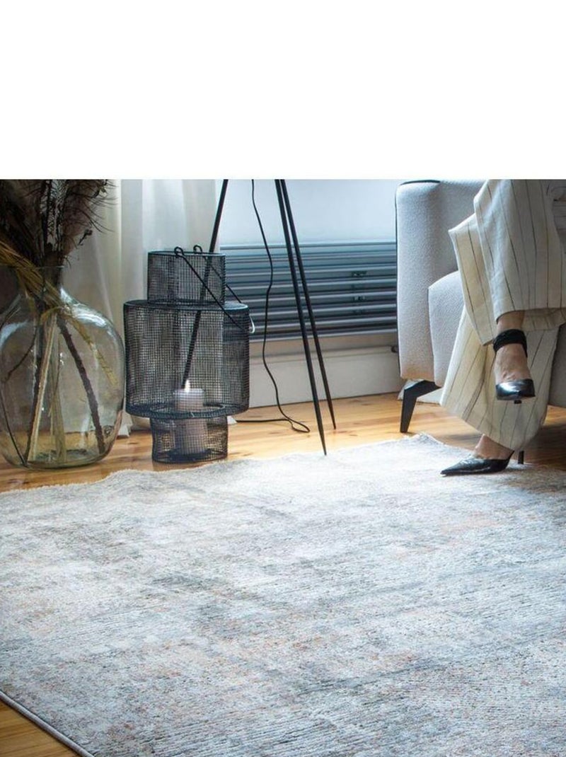 Tapis avec franges moderne abstrait multicolore Anir Multicolore - Kiabi