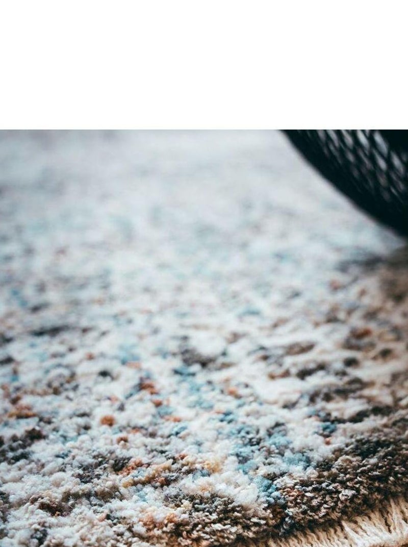 Tapis avec franges moderne abstrait multicolore Anir Multicolore - Kiabi