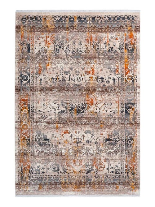 Tapis avec franges taupe rectangle vintage Hedmark - Kiabi