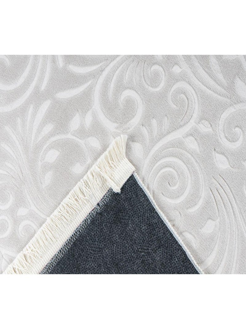 Tapis baroque avec franges lavable en machine Toledo Beige - Kiabi