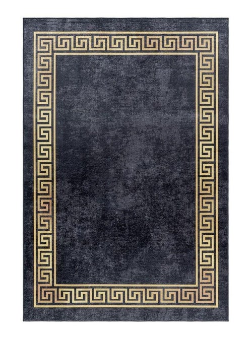 Tapis baroque noir lavable en machine Valencia - Kiabi