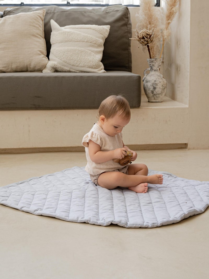 Tapis bébé coton organique cousu main LEAF STONE Gris clair - Kiabi