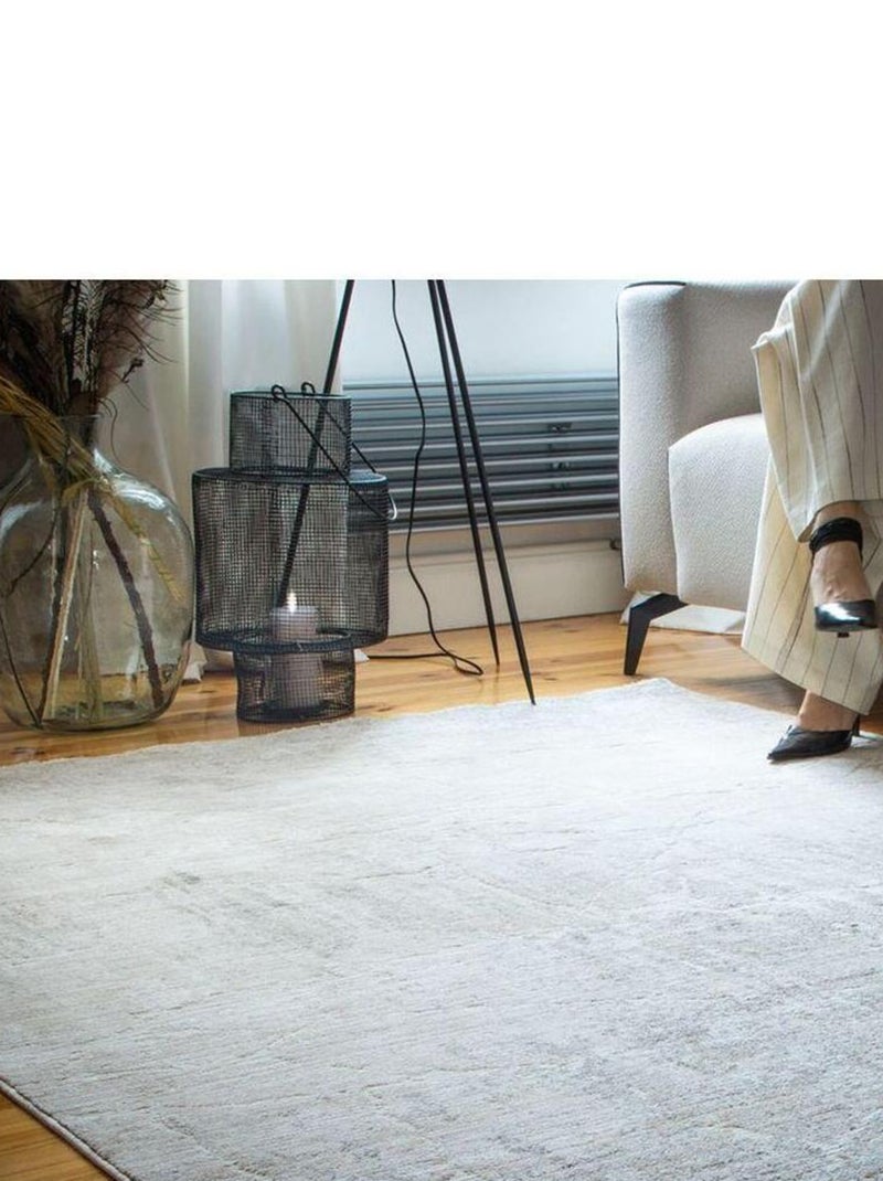 Tapis beige abstrait avec franges moderne Nakka Beige - Kiabi