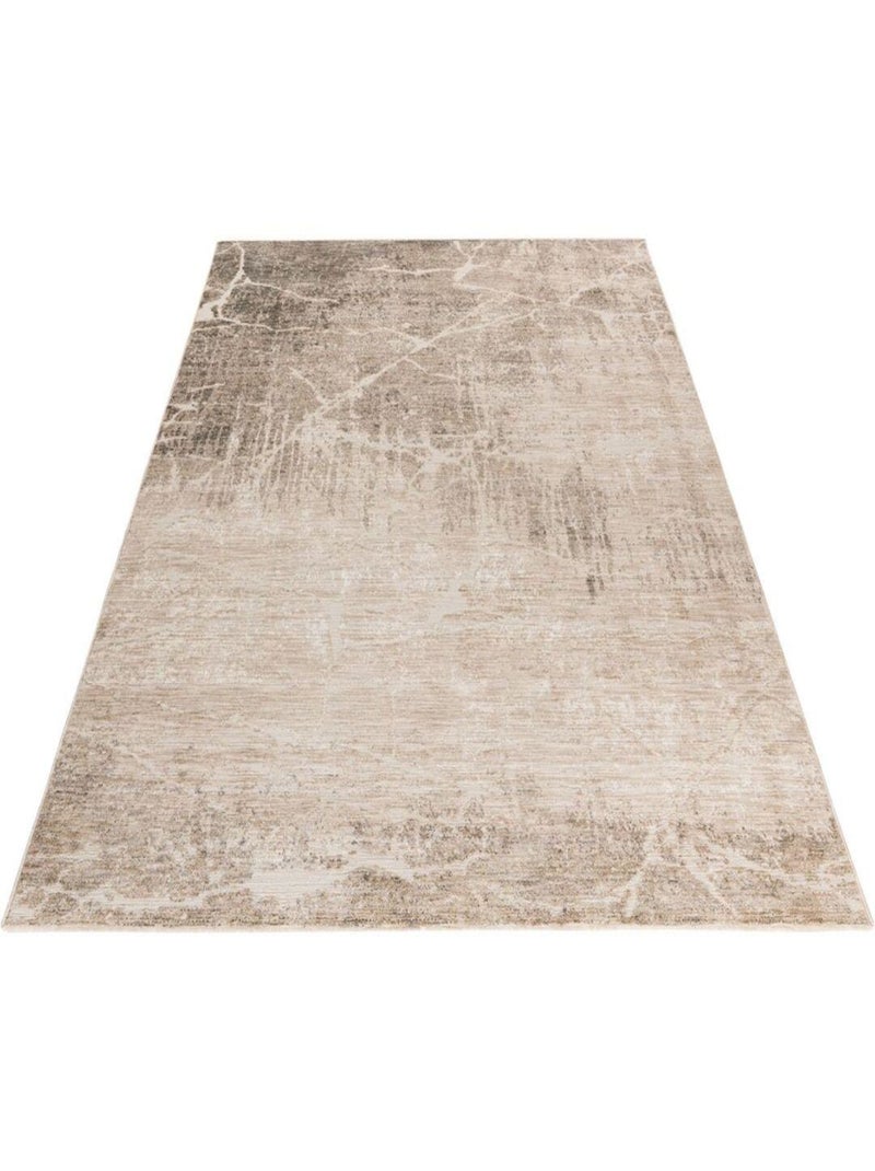 Tapis beige abstrait avec franges moderne Nakka Beige - Kiabi