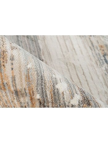 Tapis beige moderne avec franges rayé Nova