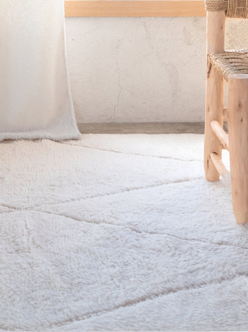 Tapis Beni Ouarain authentique losange Blanc cassé - Kiabi