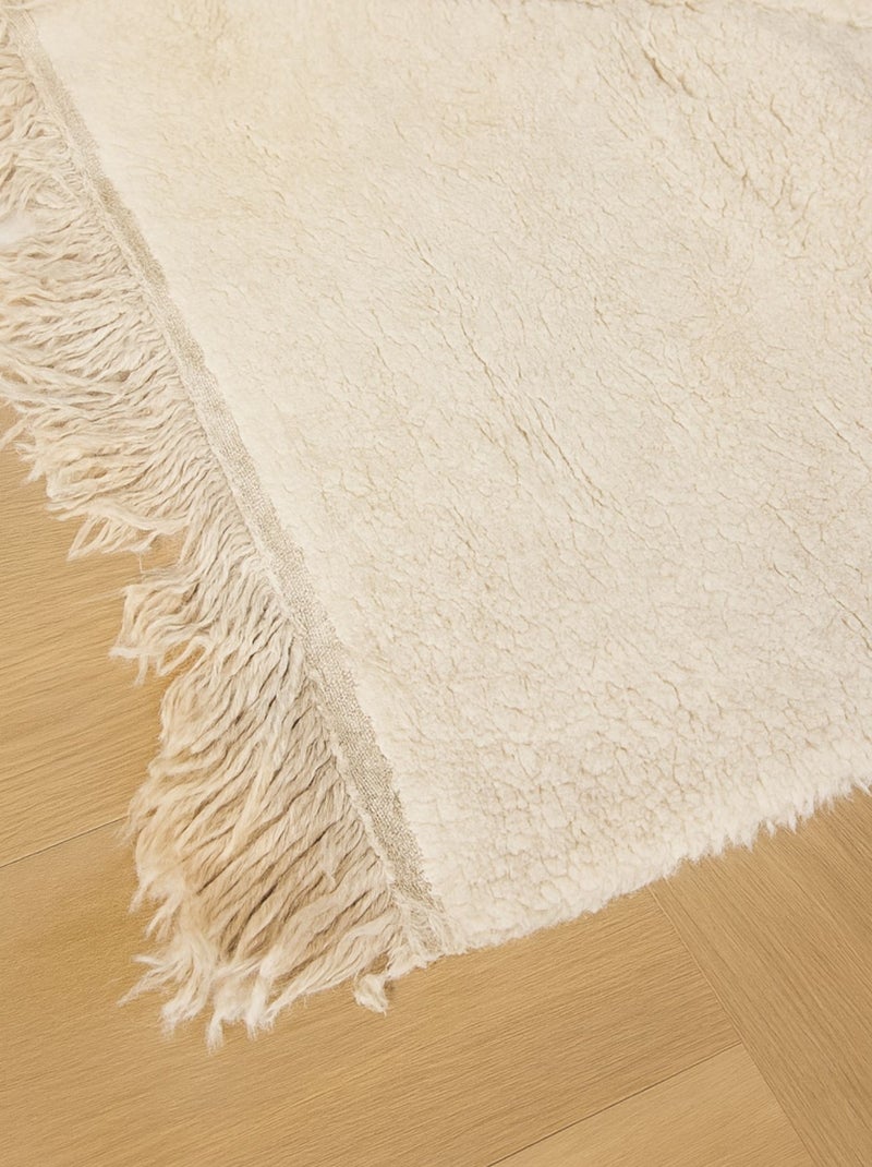 Tapis Beni Ouarain authentique losange Blanc cassé - Kiabi