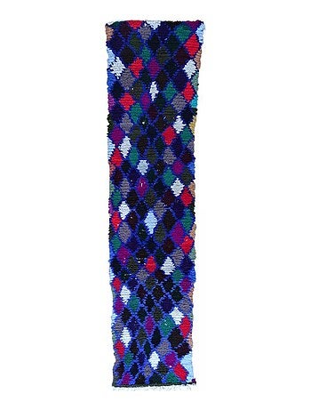 Tapis berbère 75x320 BOUCHAROUETTE AMIRA Multicolore fait main en coton idéal pour Couloir - Kiabi