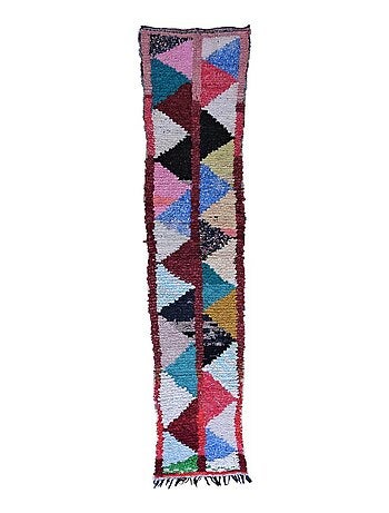 Tapis berbère 75x320 BOUCHAROUETTE BENO Multicolore fait main en coton idéal pour Couloir - Kiabi
