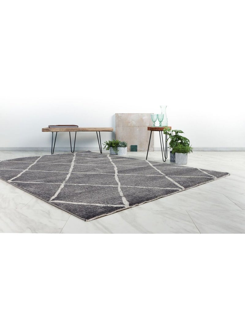 Tapis berbère avec franges ethnique Runa Argenté - Kiabi