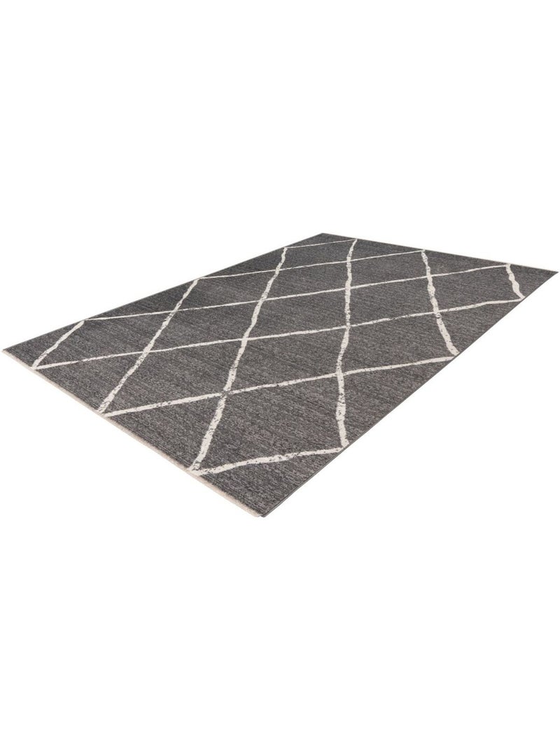 Tapis berbère avec franges ethnique Runa Argenté - Kiabi