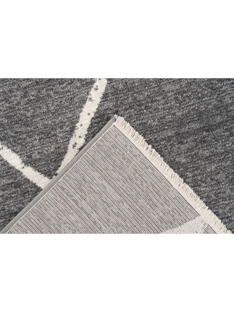 Tapis berbère avec franges ethnique Runa Argenté - Kiabi