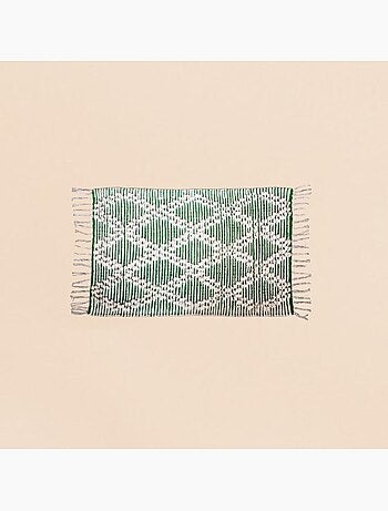 Tapis berbère blanc, vert à franges 60x90cm