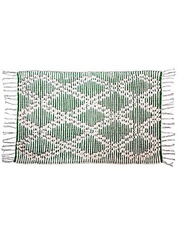 Tapis berbère blanc, vert à franges 60x90cm
