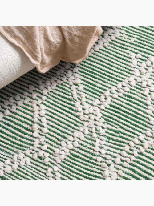 Tapis berbère blanc, vert à franges 60x90cm - Kiabi
