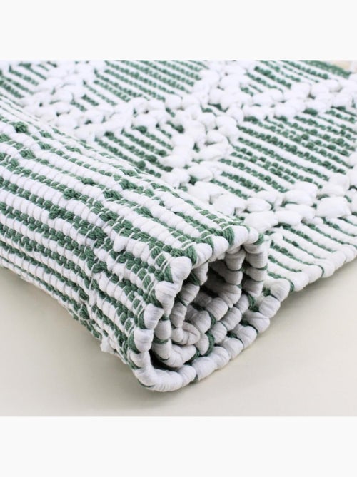 Tapis berbère blanc, vert à franges 60x90cm - Kiabi