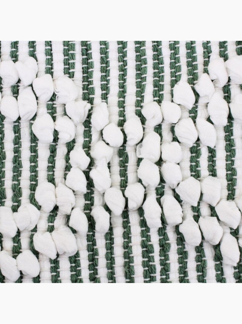 Tapis berbère blanc, vert à franges 60x90cm Blanc - Kiabi