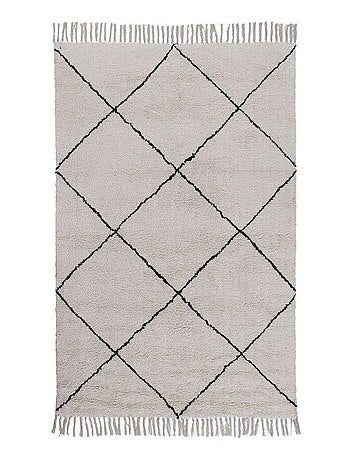 Tapis berbère coton avec franges ethnique Maroc