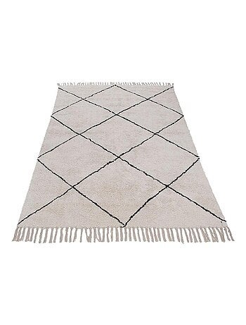 Tapis berbère coton avec franges ethnique Maroc