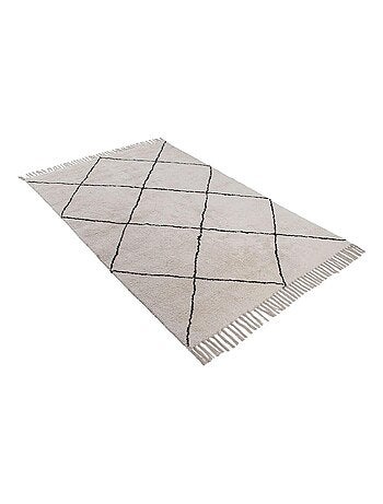 Tapis berbère coton avec franges ethnique Maroc