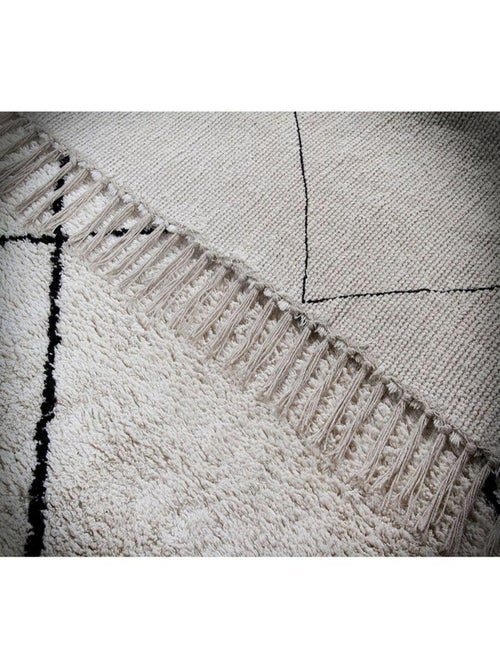 Tapis berbère coton avec franges ethnique Maroc - Kiabi
