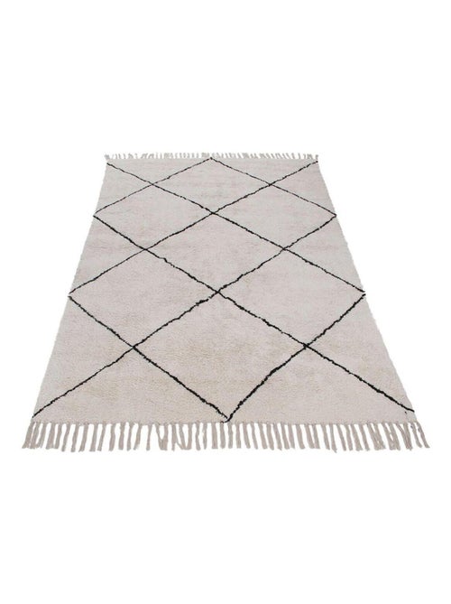 Tapis berbère coton avec franges ethnique Maroc - Kiabi