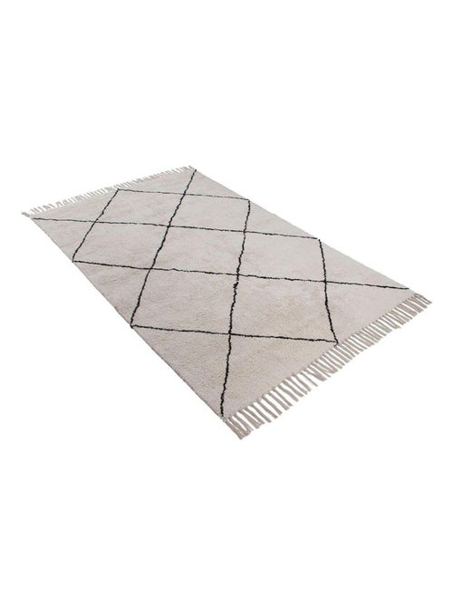 Tapis berbère coton avec franges ethnique Maroc - Kiabi