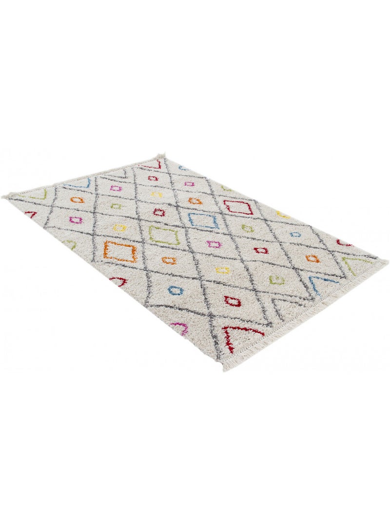 Tapis berbère de salon shaggy crème ethnique Drogheda Ecru - Kiabi