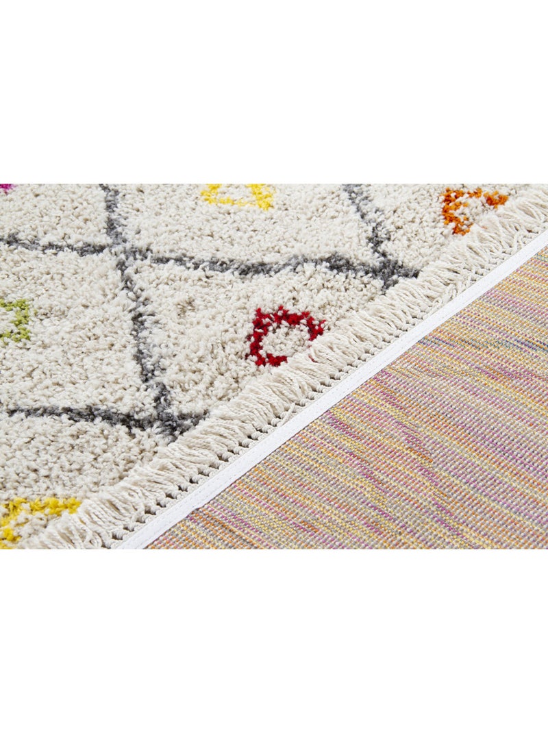 Tapis berbère de salon shaggy crème ethnique Drogheda Ecru - Kiabi