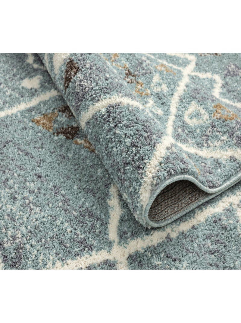 Tapis berbère en laine Bleu turquoise - Kiabi