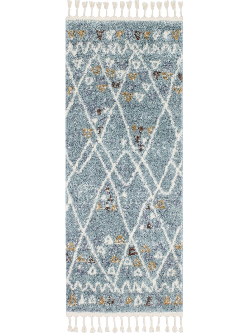 Tapis berbère en laine Bleu turquoise - Kiabi