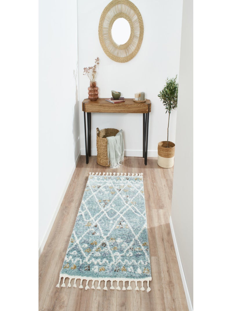 Tapis berbère en laine Bleu turquoise - Kiabi