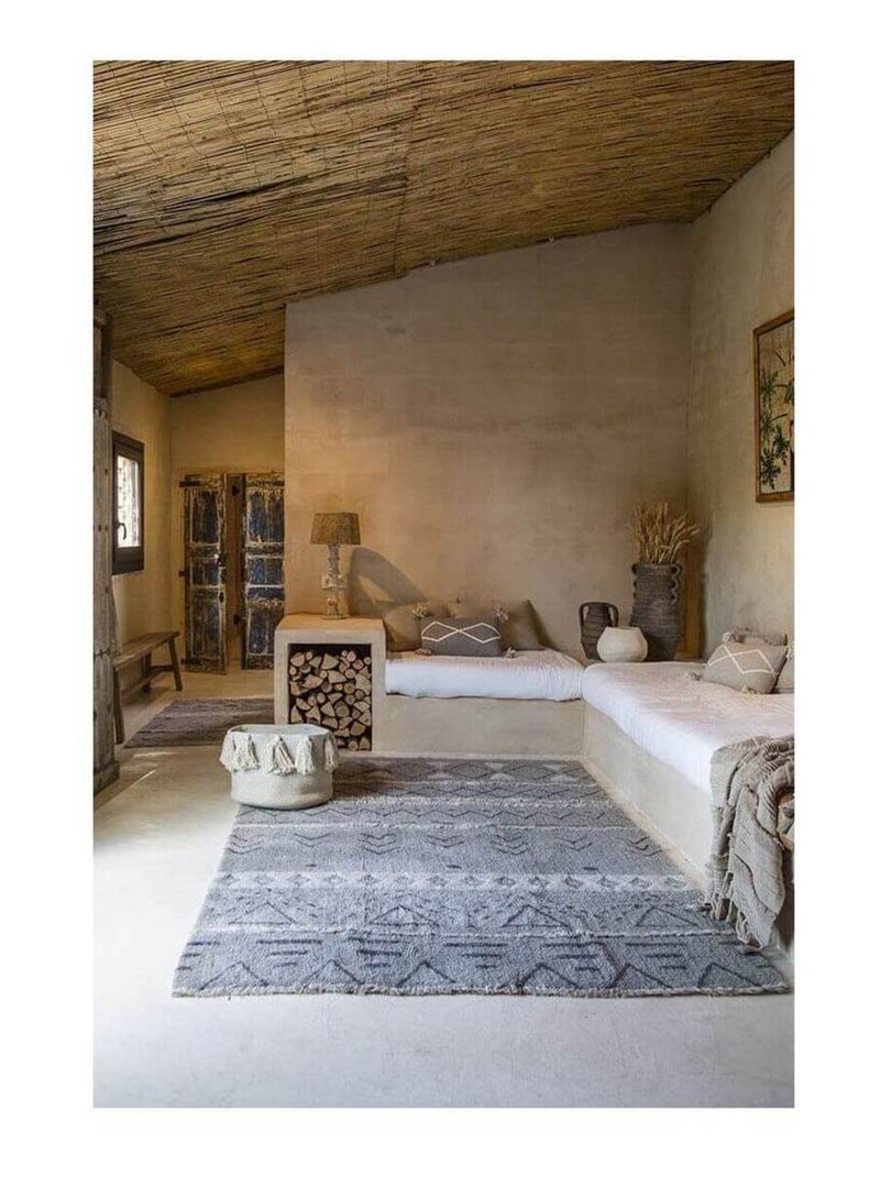 Tapis berbère en laine lavable en machine ethnique Lakota Lorena Canals Bleu - Kiabi