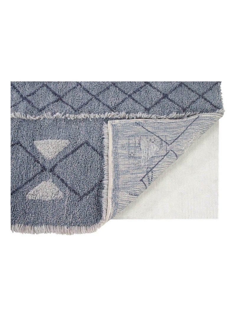 Tapis berbère en laine lavable en machine ethnique Lakota Lorena Canals Bleu - Kiabi