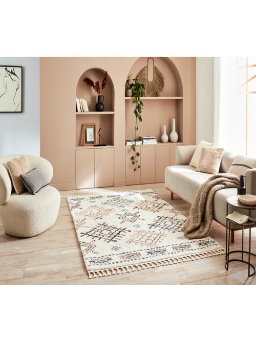 Tapis berbère en laine motifs losanges - Kiabi