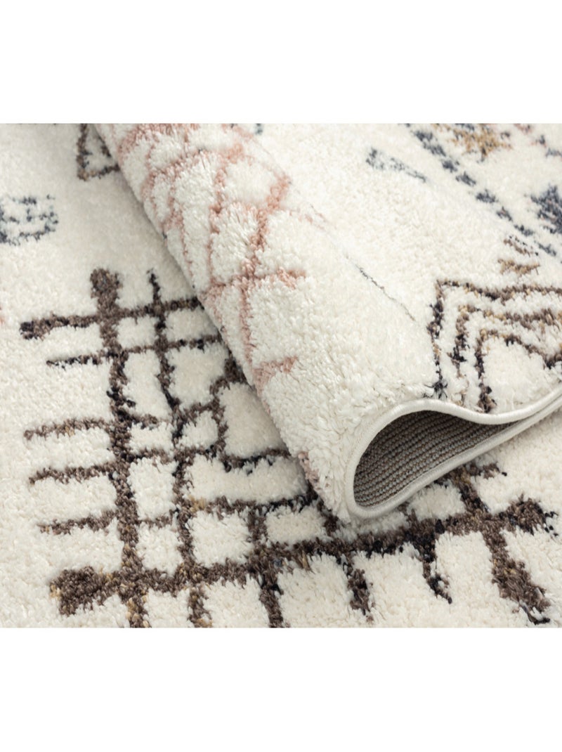 Tapis berbère en laine motifs losanges Beige - Kiabi