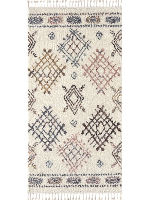 Tapis berbère en laine motifs losanges - Kiabi