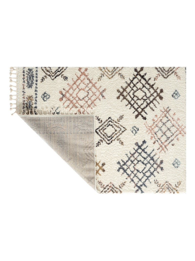 Tapis berbère en laine motifs losanges Beige - Kiabi