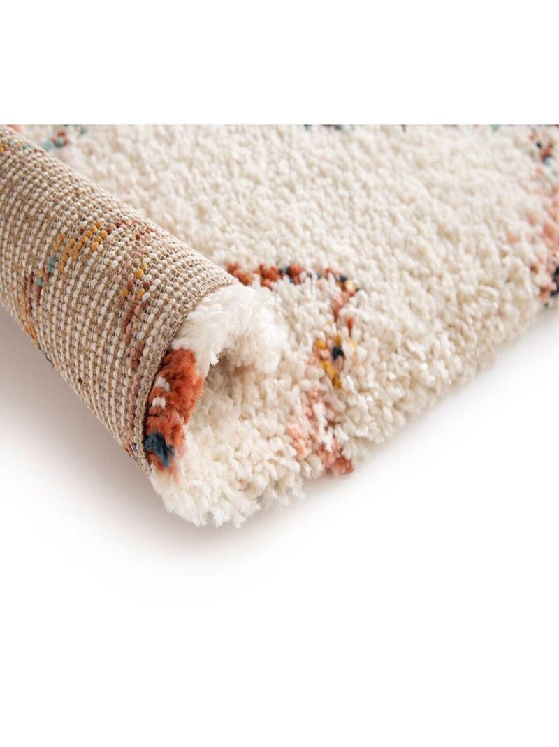 Tapis berbère ethnique shaggy crème Medina Ecru - Kiabi