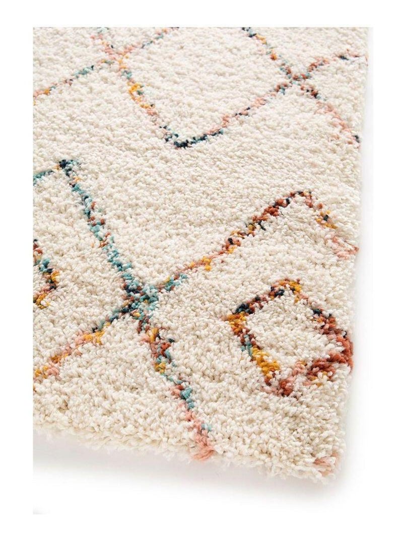 Tapis berbère ethnique shaggy crème Medina Ecru - Kiabi