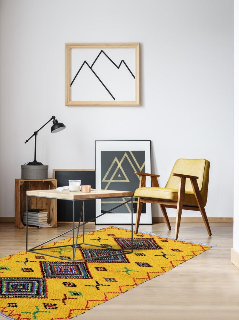 Tapis berbère Fait main BOUCHAROUETTE AFAK Multicolore 135x250 en coton Multicolore - Kiabi