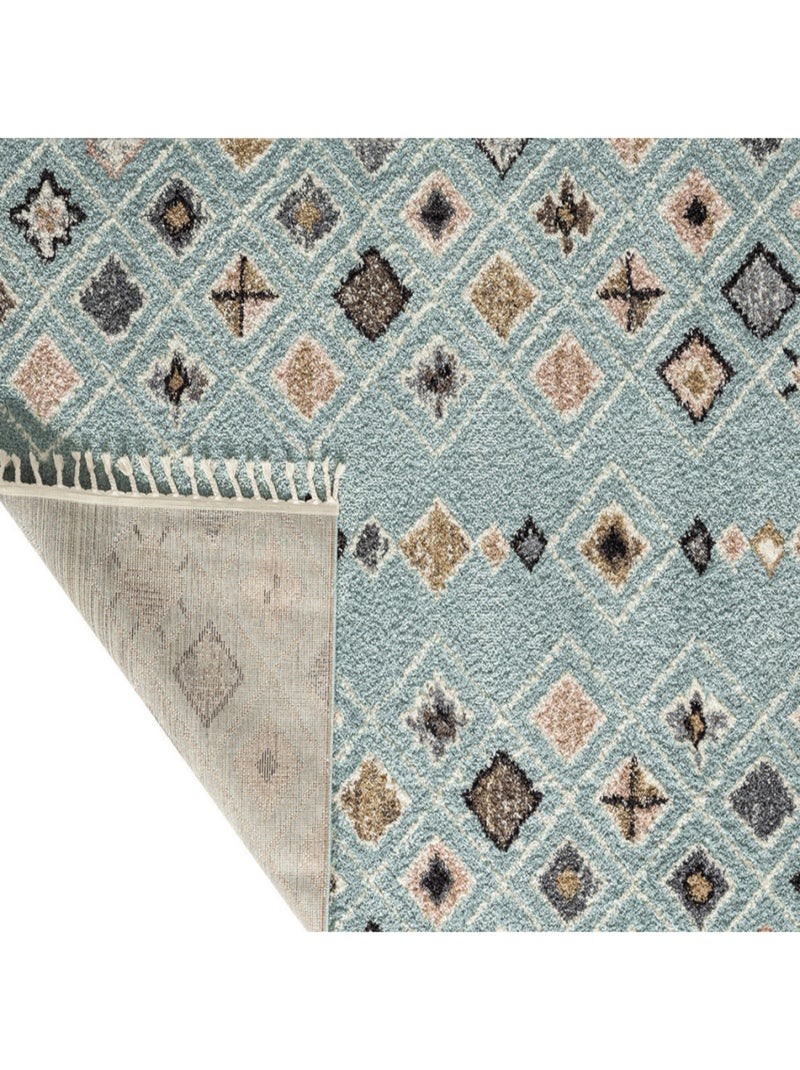 Tapis berbère motifs losange Bleu turquoise - Kiabi