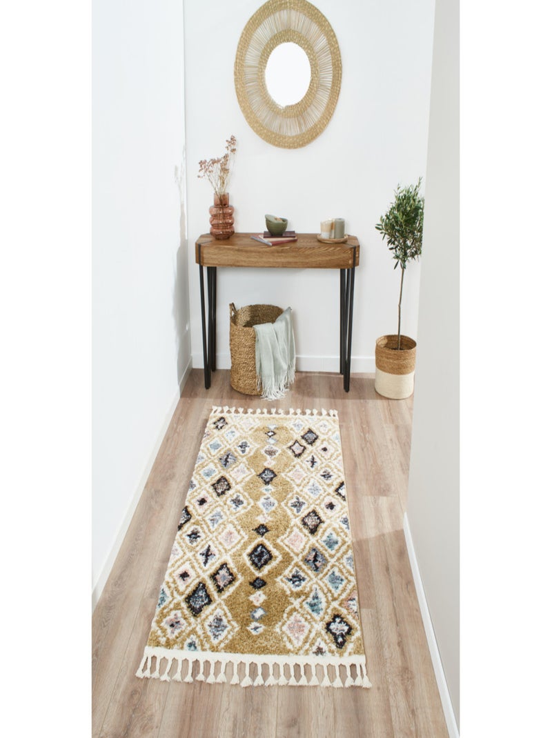 Tapis berbère motifs losange Jaune - Kiabi