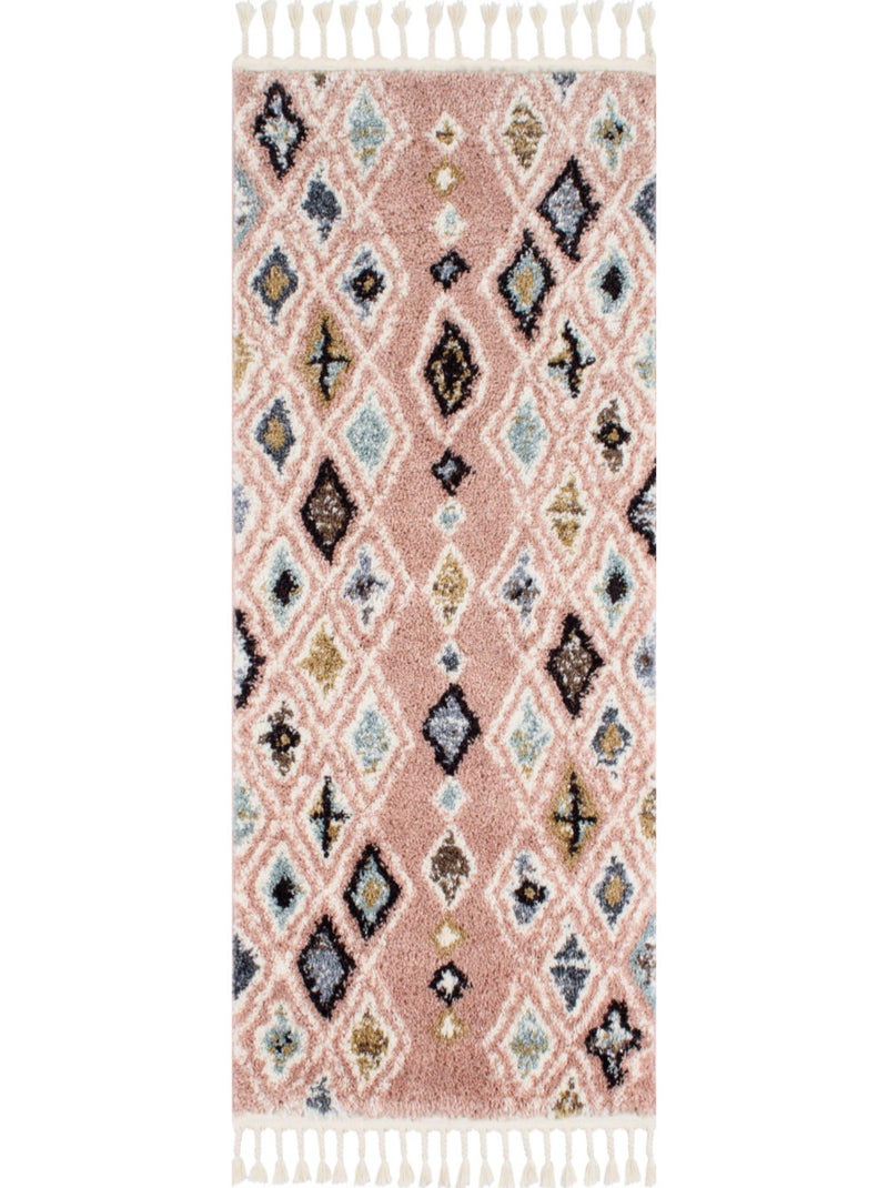 Tapis berbère motifs losange Rose - Kiabi