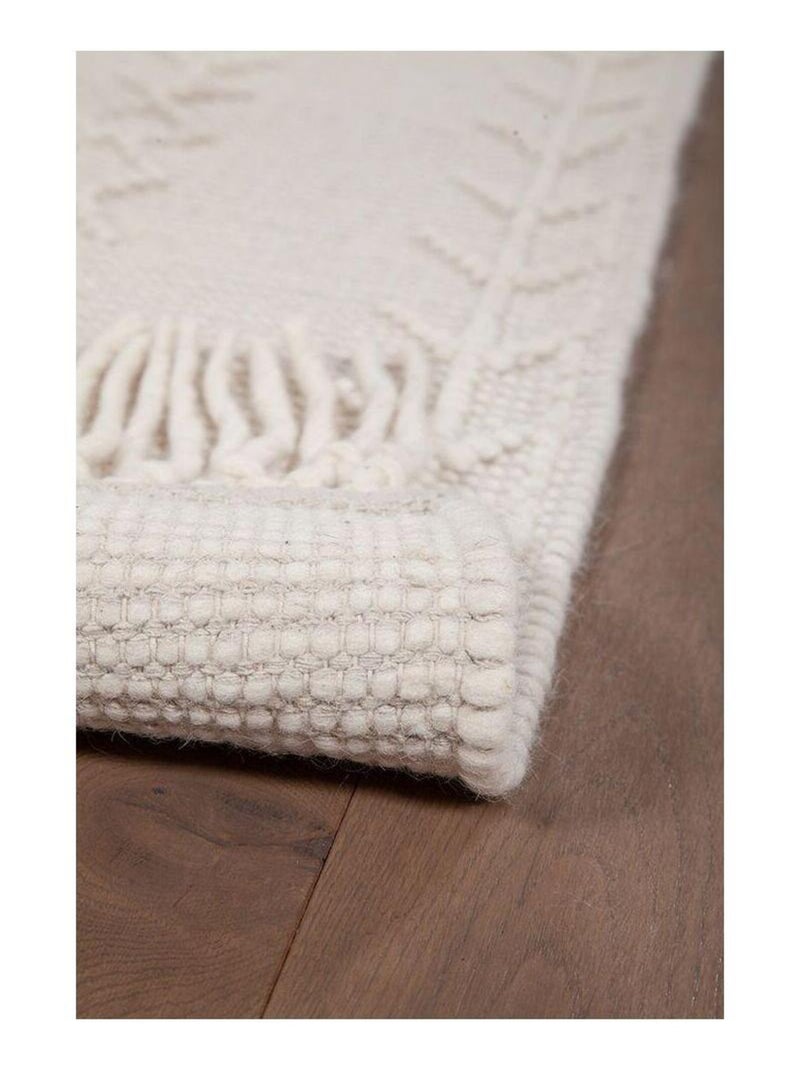 Tapis berbère plat ethnique laine et coton Rica Ecru - Kiabi