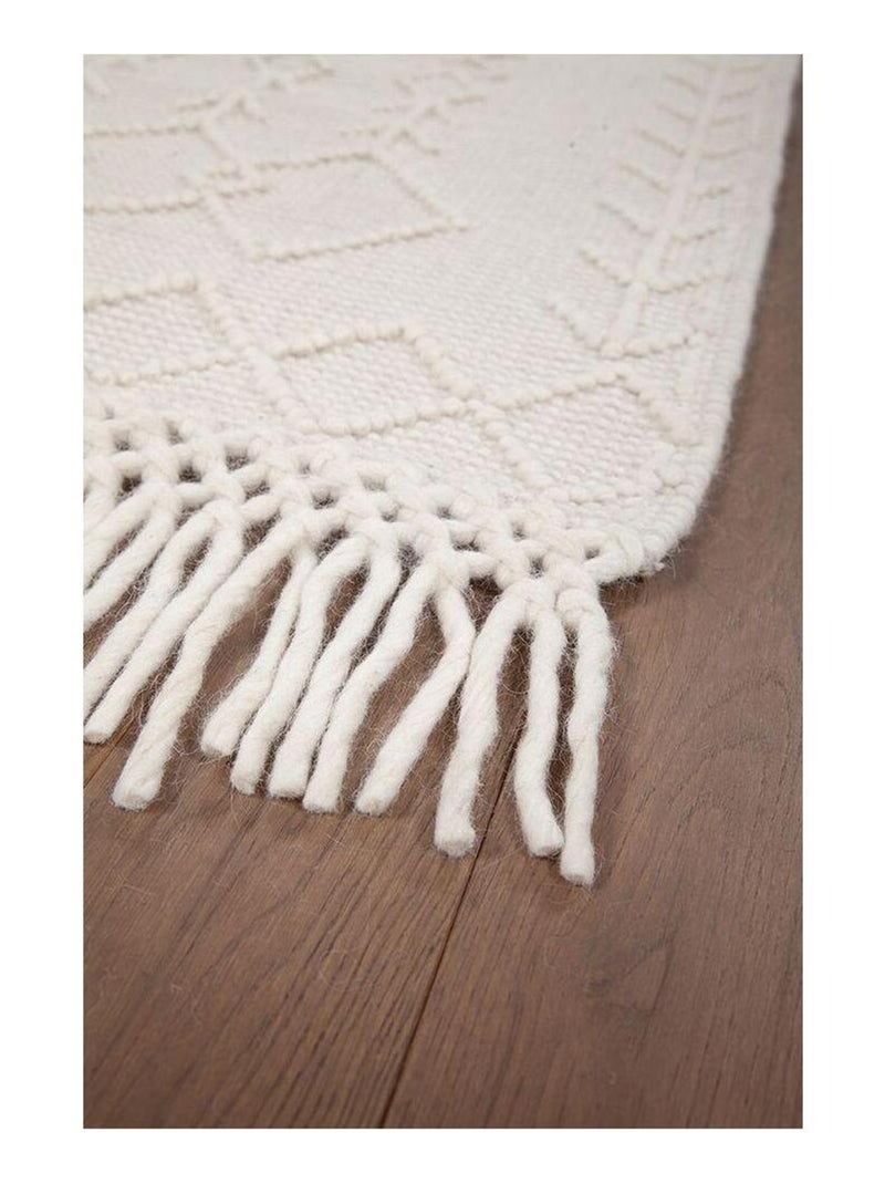 Tapis berbère plat ethnique laine et coton Rica Ecru - Kiabi
